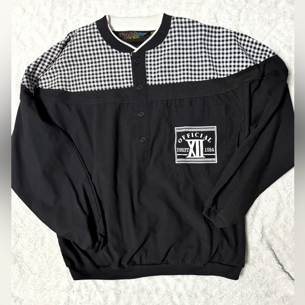 VINTAGE Street Scenes Black and White Checkered Sweatshirt